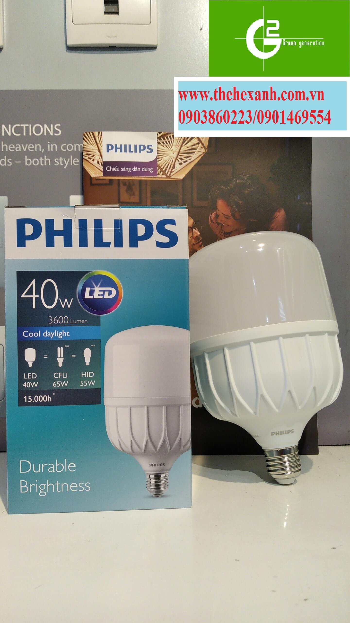 Bóng đèn trụ Philips TForce Core HB 40W E27 (Trắng/Vàng)