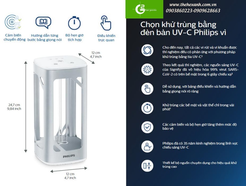 Đèn bàn khử trùng UVC Philips