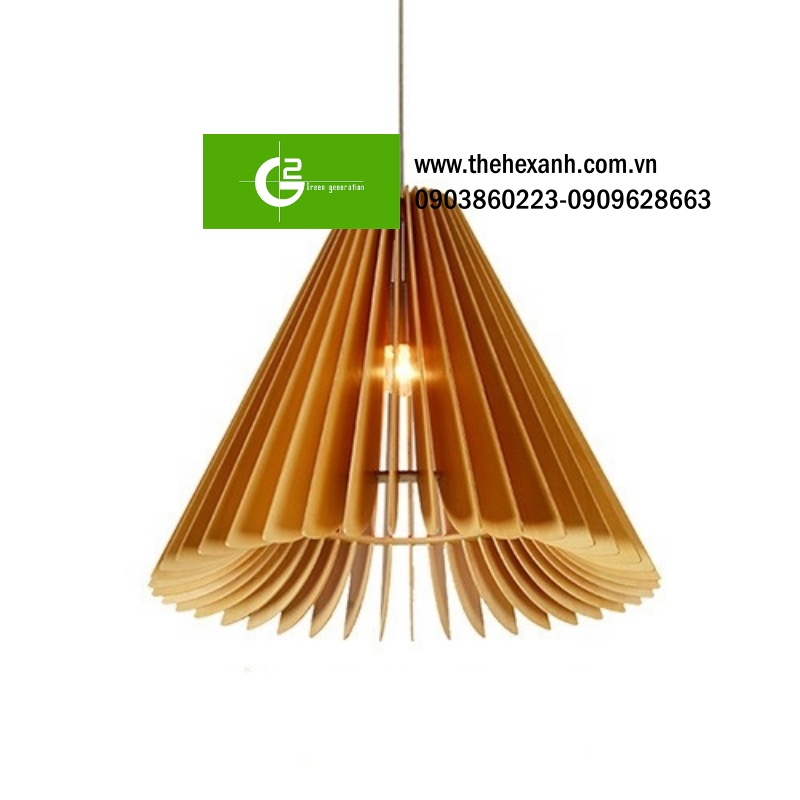 Đèn Gỗ: Mẫu đèn gỗ hình nón cánh vát trang trí resort DG029