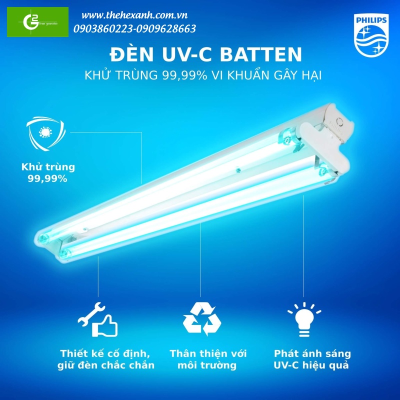 Địa chỉ cung cấp bóng đèn tia cực tím UV Philips diệt khuẩn chính hãng giá rẻ tại TPHCM