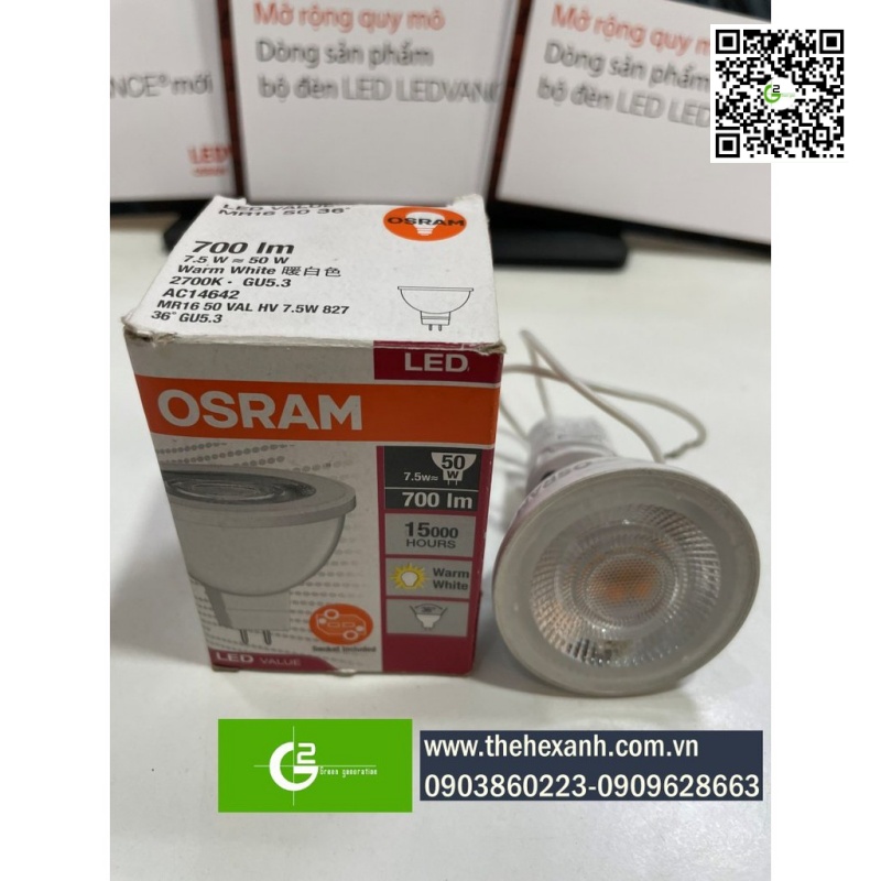 BÓNG MR16 CRI80 LVMR16367.5W/865100-240VGU5.310X1S2OSRAM