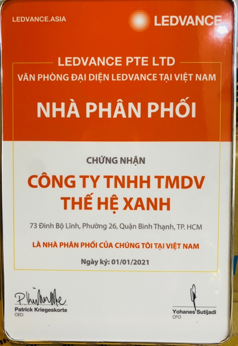 Thế Hệ Xanh chính thức là nhà phân phối Ledvance Osram tại Việt Nam